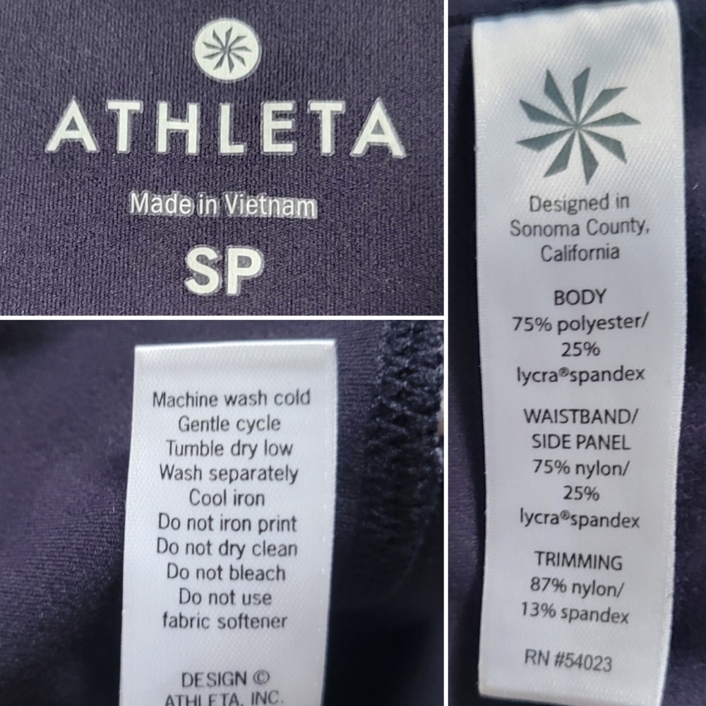 Athleta Mantra Mosaic Capri, Navy Blue, Mauve, White, Green, Size Petite Small - Picture 14 of 14